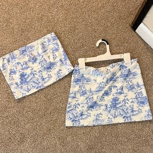 Edikted Blue and White Skirt Set